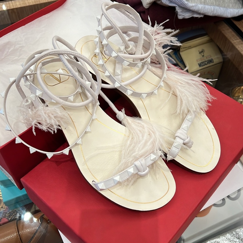 Valentino rock stud and feather sandals